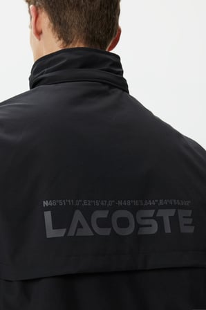 Lacoste Hooded Outdoor Men's Jacket Black Erkek Çıkarılabilir Kapitone Yelekli Erkek Mont Siyah