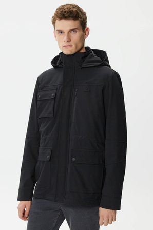Lacoste Hooded Outdoor Men's Jacket Black Erkek Çıkarılabilir Kapitone Yelekli Erkek Mont Siyah