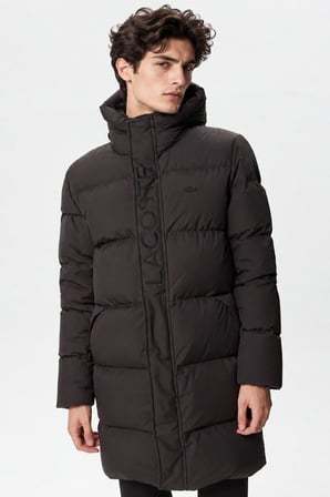 Lacoste Down Fill Jacket Erkek Kapüşonlu Kapitone Rahat Kesim Suya Dayanıklı Kaz tüyü Mont Siyah