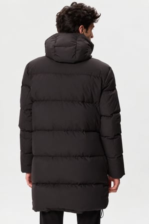 Lacoste Down Fill Jacket Erkek Kapüşonlu Kapitone Rahat Kesim Suya Dayanıklı Kaz tüyü Mont Siyah