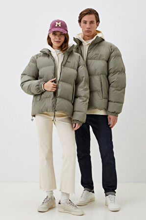 Lacoste Primaloft Neo Synthethic Fill Loose Unisex Dik Yaka Gizli Kapüşon Bol Kesim Haki Mont