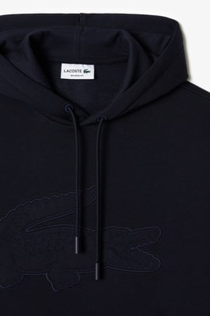 Lacoste Men's Relaxed Fit Kapüşonlu Baskılı Hoodie Sweatshirt Erkek Organik Pamuk Sweatshirt Siyah