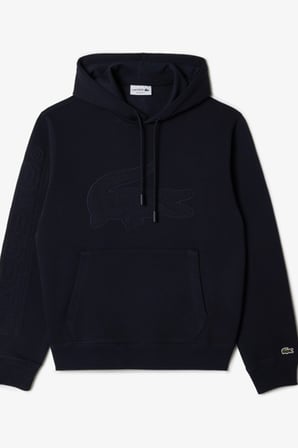 Lacoste Men's Relaxed Fit Kapüşonlu Baskılı Hoodie Sweatshirt Erkek Organik Pamuk Sweatshirt Siyah