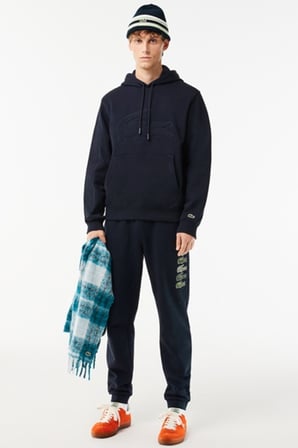 Lacoste Men's Relaxed Fit Kapüşonlu Baskılı Hoodie Sweatshirt Erkek Organik Pamuk Sweatshirt Siyah