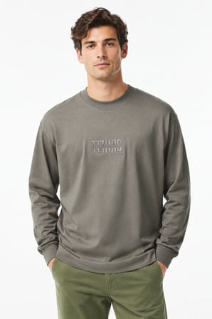 Lacoste Men's Loose Fit Mens Sweatshirt Bol Kesim Bisiklet Yaka Organik Pamuk Erkek Sweatshirt Gri