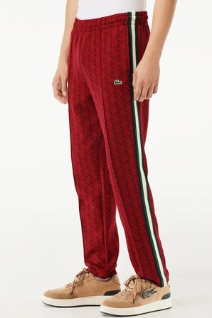 Lacoste Mens Regular Fit Monogram Red Sweatpants Erkek Dokuma Eşofman Altı Kırmızı