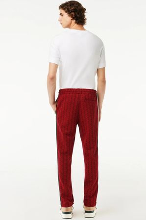 Lacoste Mens Regular Fit Monogram Red Sweatpants Erkek Dokuma Eşofman Altı Kırmızı