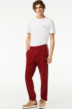 Lacoste Mens Regular Fit Monogram Red Sweatpants Erkek Dokuma Eşofman Altı Kırmızı