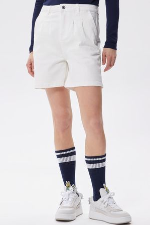 Lacoste Women's Loose Fit Denim White Bermuda Jean Shorts Kadın Bol Kesim Kot Şort Beyaz