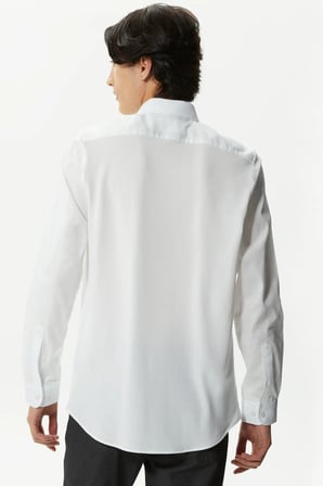Lacoste Mens Slim Fit White Shirt Dar Kesim Pamuklu Erkek Gömlek Beyaz