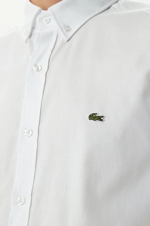 Lacoste Mens Slim Fit White Shirt Dar Kesim Pamuklu Erkek Gömlek Beyaz