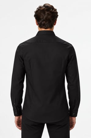 Lacoste Men's Slim Fit Button-Down Collar Linen Shirt Erkek Düğmeli Yaka Pamuklu Gömlek Siyah