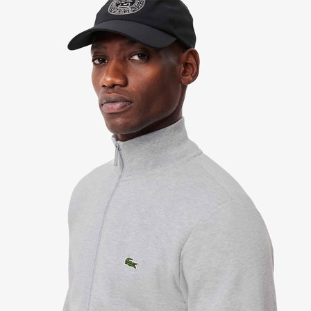 Lacoste Men's Full Zip Hoodie Sweatshirt Erkek Kapüşonlu Tam Fermuar Sweatshirt Gri
