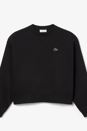 Lacoste Oversized Cotton Womens Sweatshirt Bol Kesim Bisiklet Yaka Pamuklu Kadın Sweatshirt Siyah