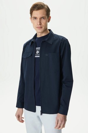 Lacoste Men's Relaxed Fit Full Zip Shirt Rahat Kesim Tam Fermuar Erkek Gömlek Lacivert