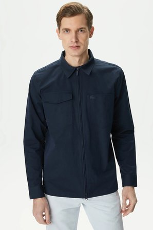 Lacoste Men's Relaxed Fit Full Zip Shirt Rahat Kesim Tam Fermuar Erkek Gömlek Lacivert