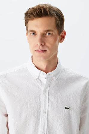 Lacoste Men's Regular Fit Shirt Organik Pamuk Erkek Gömlek Beyaz