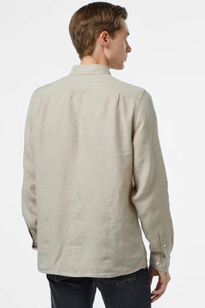 Lacoste Men's Regular Fit Button-Down Collar Linen Shirt Erkek Düğmeli Yaka Keten Gömlek Bej