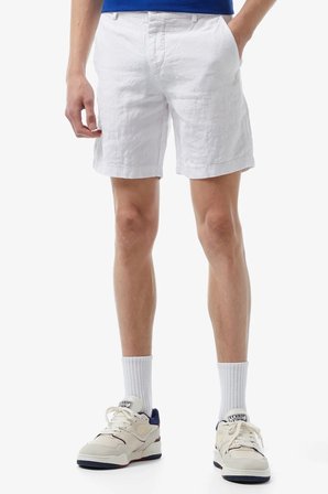 Lacoste Men's Slim Fit Linen Bermuda Shorts White Erkek Dar Kesim Keten Şort Beyaz