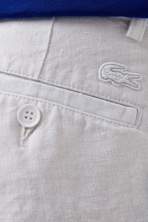 Lacoste Men's Slim Fit Linen Bermuda Shorts White Erkek Dar Kesim Keten Şort Beyaz