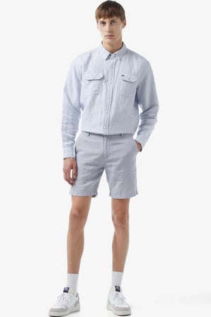 Lacoste Men's Slim Fit Linen Bermuda Shorts Grey Erkek Dar Kesim Keten Şort Gri