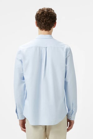 Lacoste Men's Regular Fit Button-Down Collar Organic Cotton Shirt Blue Erkek Düğmeli Yaka Organik Pamuk Gömlek Mavi
