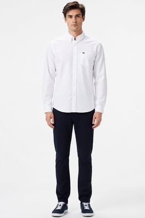 Lacoste Mens Regular Fit White Shirt Standart Kesim Organik Pamuk Erkek Gömlek Beyaz
