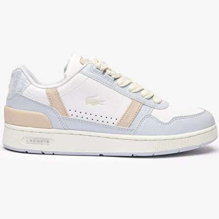 Lacoste T-Clip Hakiki Deri Kadın Sneaker Beyaz Mavi