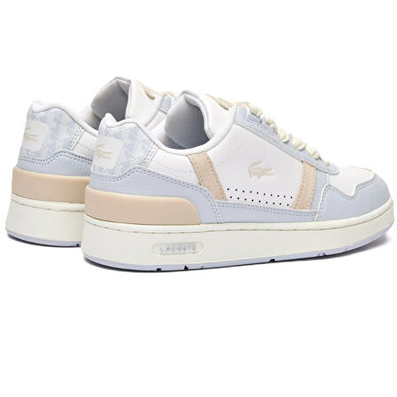 Lacoste T-Clip Hakiki Deri Kadın Sneaker Beyaz Mavi