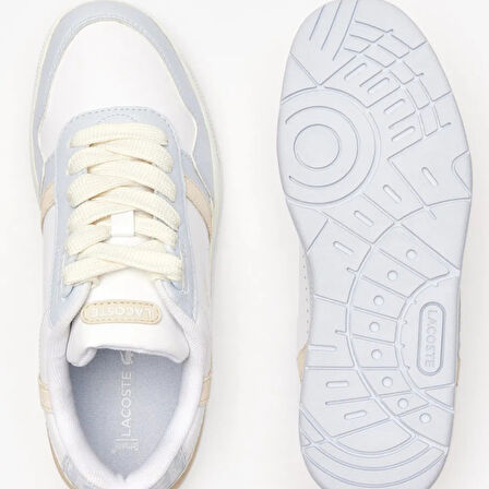 Lacoste T-Clip Hakiki Deri Kadın Sneaker Beyaz Mavi