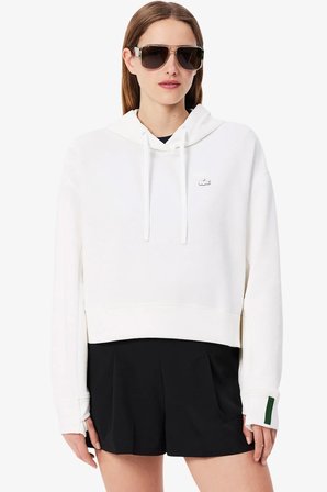 Lacoste Womens Relaxed Fit Sweatshirt Rahat Kesim Kapüşonlu Kadın Sweatshirt Beyaz
