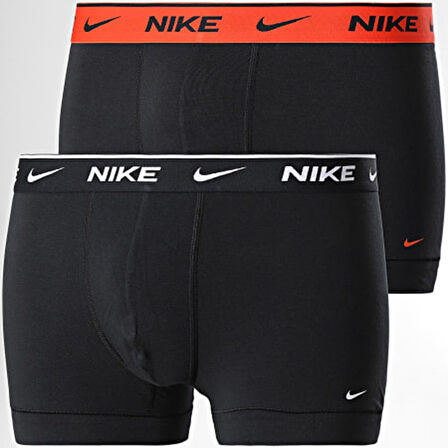 Nike Dri Fit Ultra Stretch 2 Pack Micro 2 li Paket Kısa Boxer Siyah 2 Renk Bantlı