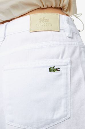 Lacoste Women's Regular Fit Denim White Jean Shorts Kadın Bermuda Kot Şort Beyaz