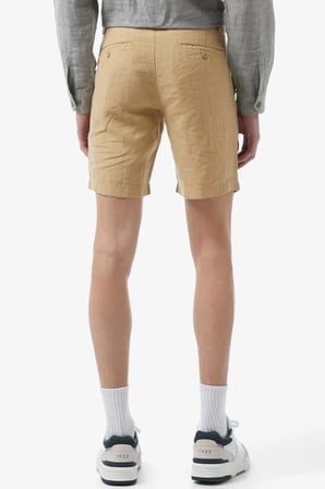 Lacoste Men's Slim Fit Linen Bermuda Shorts Beige Erkek Dar Kesim Keten Şort Bej
