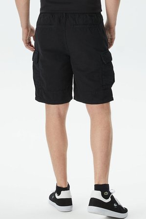 Lacoste Men's Relaxed Fit Black Bermuda Shorts Erkek Kargo Cepli Rahat Kesim Pamuk Keten Şort Siyah