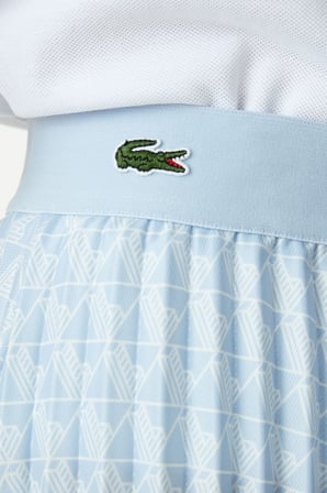 Lacoste Women's Fashion Show Edition Belted Pleated Skirt Geniş Kalıp Kemerli Pileli Kadın Kot Etek Mavi