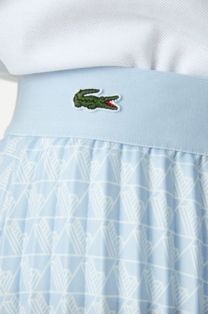 Lacoste Women's Fashion Show Edition Belted Pleated Skirt Geniş Kalıp Kemerli Pileli Kadın Kot Etek Mavi