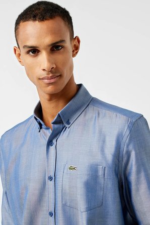 Lacoste Men's Slim Fit Blue Shirt Slim Fit Pamuklu Erkek Gömlek Mavi