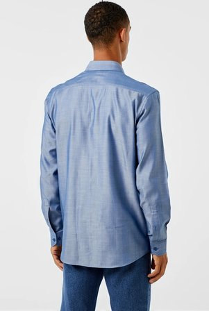 Lacoste Men's Slim Fit Blue Shirt Slim Fit Pamuklu Erkek Gömlek Mavi
