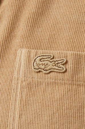 Lacoste Men's Regular Fit Button-Down Collar Velvet Shirt Brown Erkek Düğmeli Yaka Kadife Gömlek Kahverengi