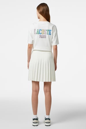 Lacoste Women's Flare Fit Skirt Pileli Kadın Etek Beyaz