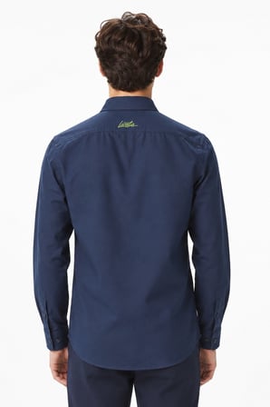 Lacoste Mens Slim Fit Navy Shirt Dar Kesim Pamuklu Erkek Gömlek Lacivert