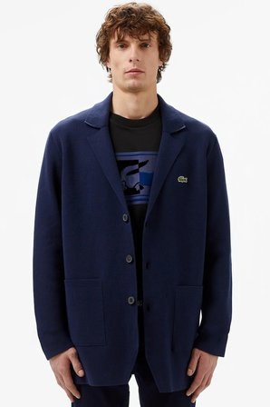 Lacoste Men's Classic Fit V Neck Cardigan Erkek Classic Fit V Yaka Triko Hırka Lacivert