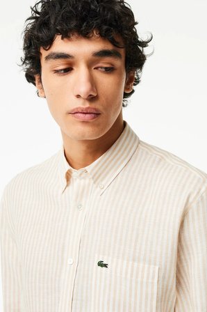 Lacoste Men's Regular Fit Yellow Shirt Standart Kesim Erkek Keten Gömlek Sarı