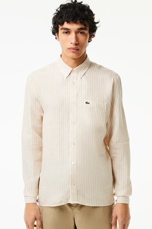 Lacoste Men's Regular Fit Yellow Shirt Standart Kesim Erkek Keten Gömlek Sarı