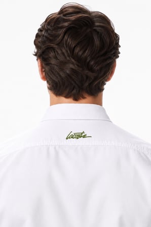 Lacoste Mens Slim Fit White Shirt Dar Kesim Pamuklu Erkek Gömlek Beyaz