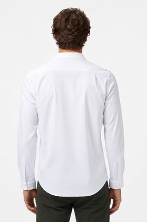 Lacoste Mens Slim Fit White Cotton Shirt Dar Kesim Pamuklu Erkek Gömlek Beyaz