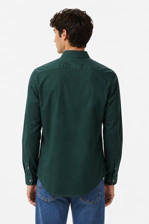 Lacoste Mens Slim Fit Green Shirt Dar Kesim Pamuklu Erkek Gömlek Yeşil