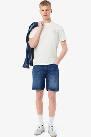 Lacoste Men's Straight Fit Denim Dark Blue Bermuda Jean Shorts Erkek Düz Kesim Bermuda Kot Şort Koyu Mavi
