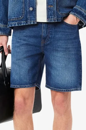 Lacoste Men's Straight Fit Denim Dark Blue Bermuda Jean Shorts Erkek Düz Kesim Bermuda Kot Şort Koyu Mavi